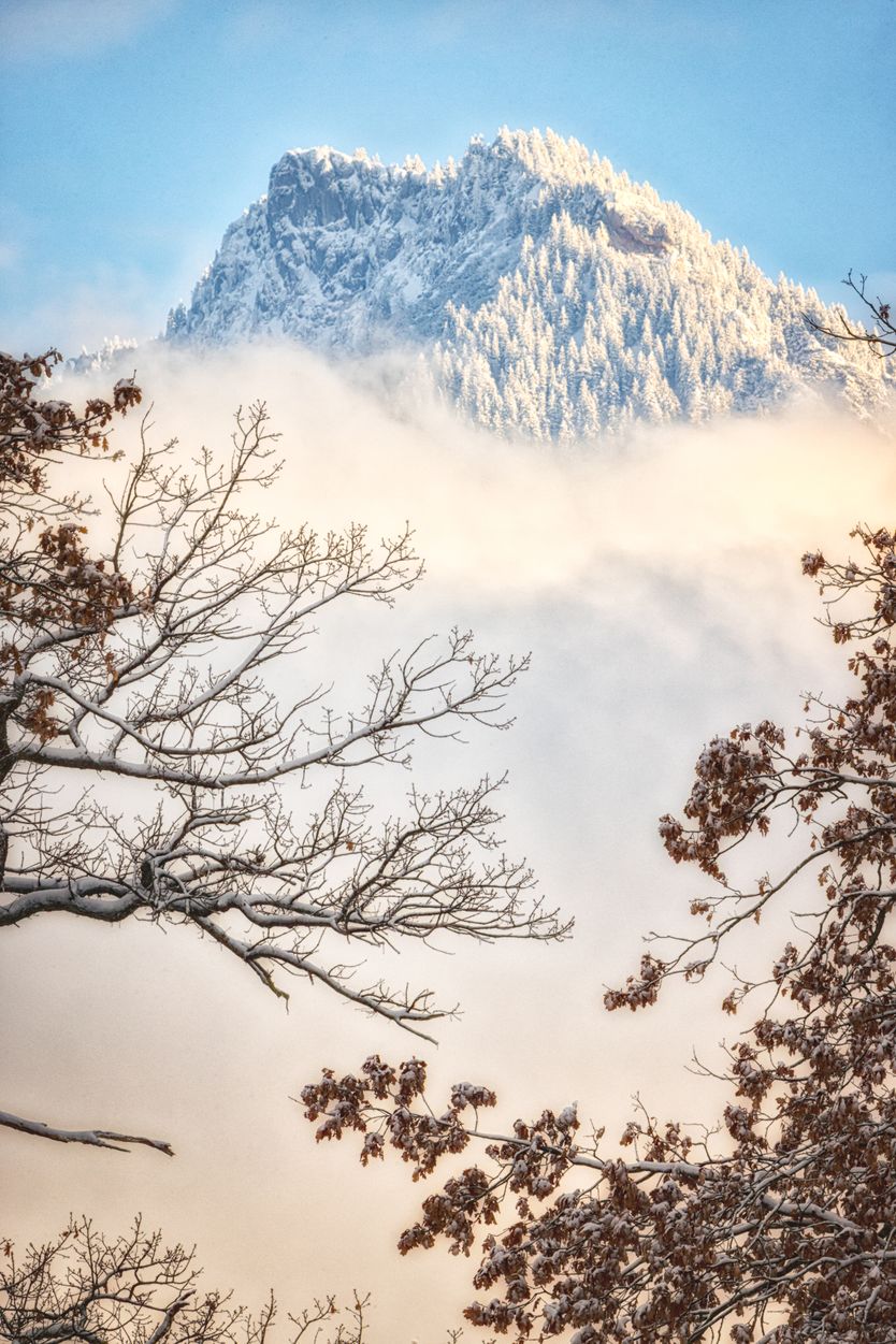 Schnappenberg bedeckt mit Schnee und Sonnenschein
