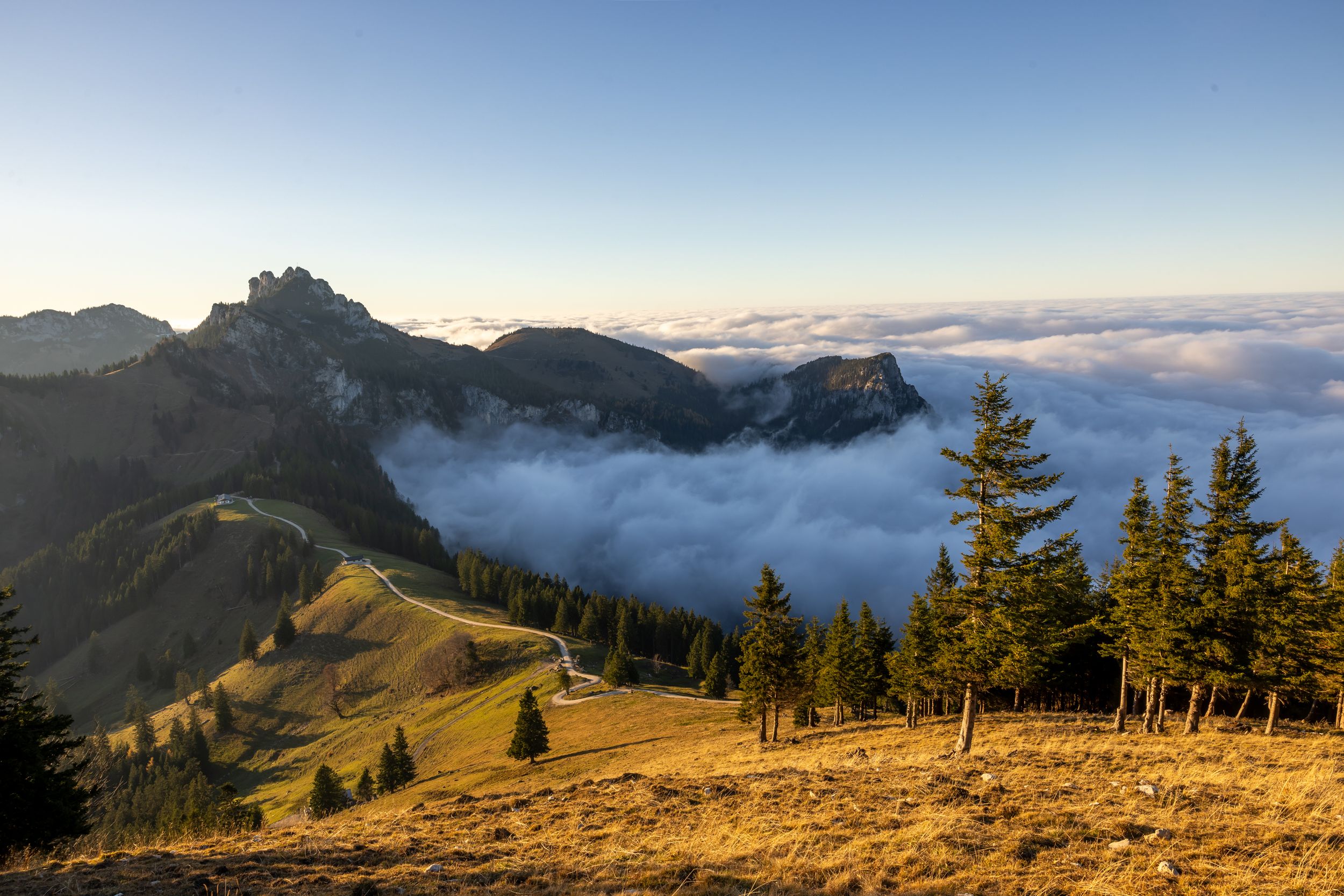 Blick auf den Kampenwandgipfel